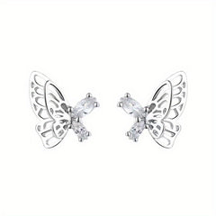 Butterfly Stud Earrings Double Layer Daily Accessories