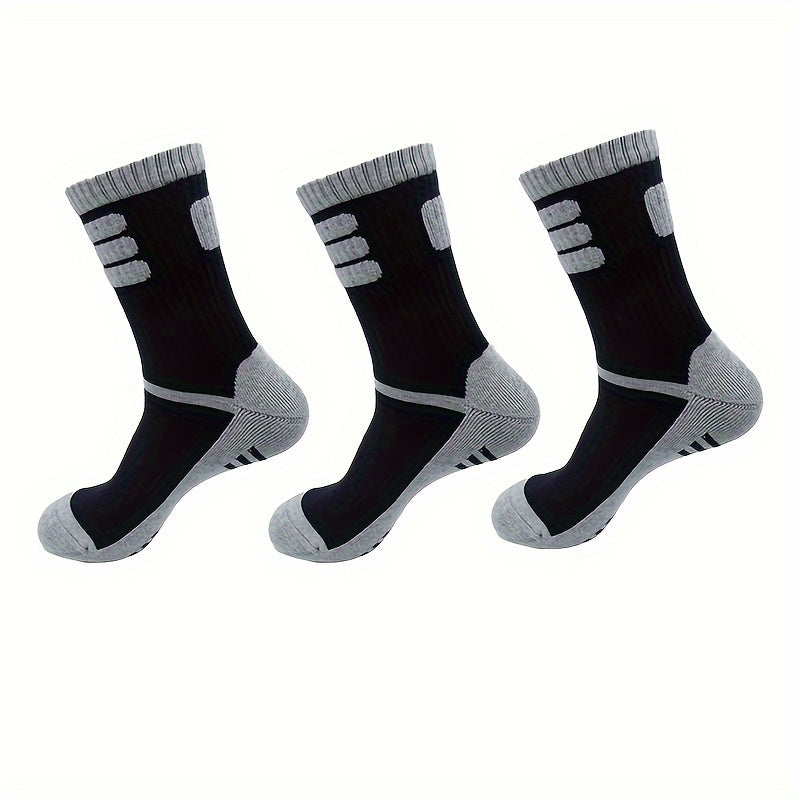 Men's Hiking Crew Socks Cushioned Outdoor Socks - 3 Pairs