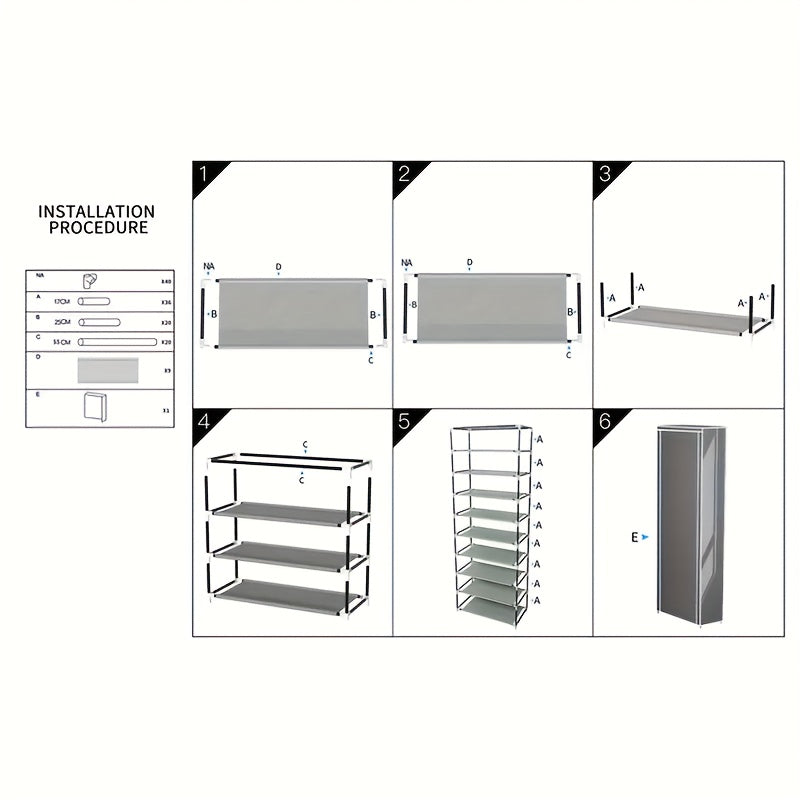 Space Saving Shoe Storage Shelf Dustproof Cabinet 4-8 Layer Shoe Rack