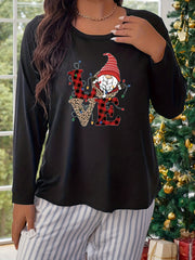 Plus Size String Lights & Gnome Print Pajama Top
