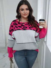 Colorblock Leopard Print Sweater