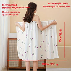 Quick Drying Tulip Pattern Bathrobe for Women - Absorbent Bath Skirt