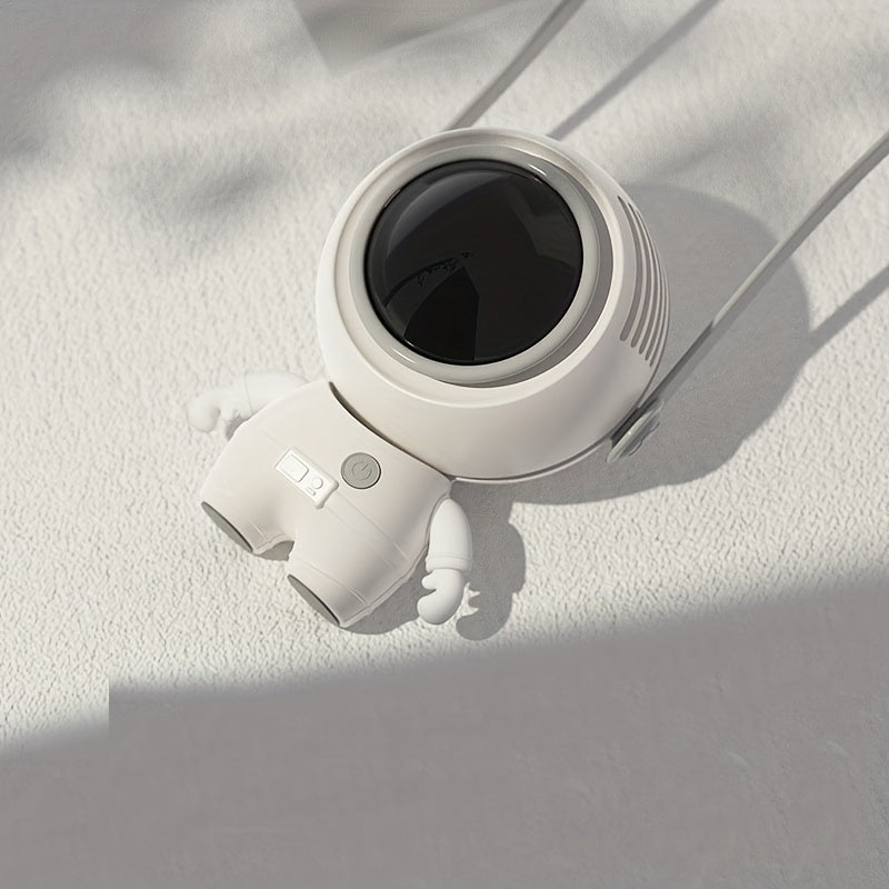 Cartoon Astronaut Neck Fans USB Rechargeable Handheld Hanging Fan