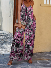 Boho Printed Spaghetti Jumpsuit Sleeveless Wide Leg Summer Jumpsuit
