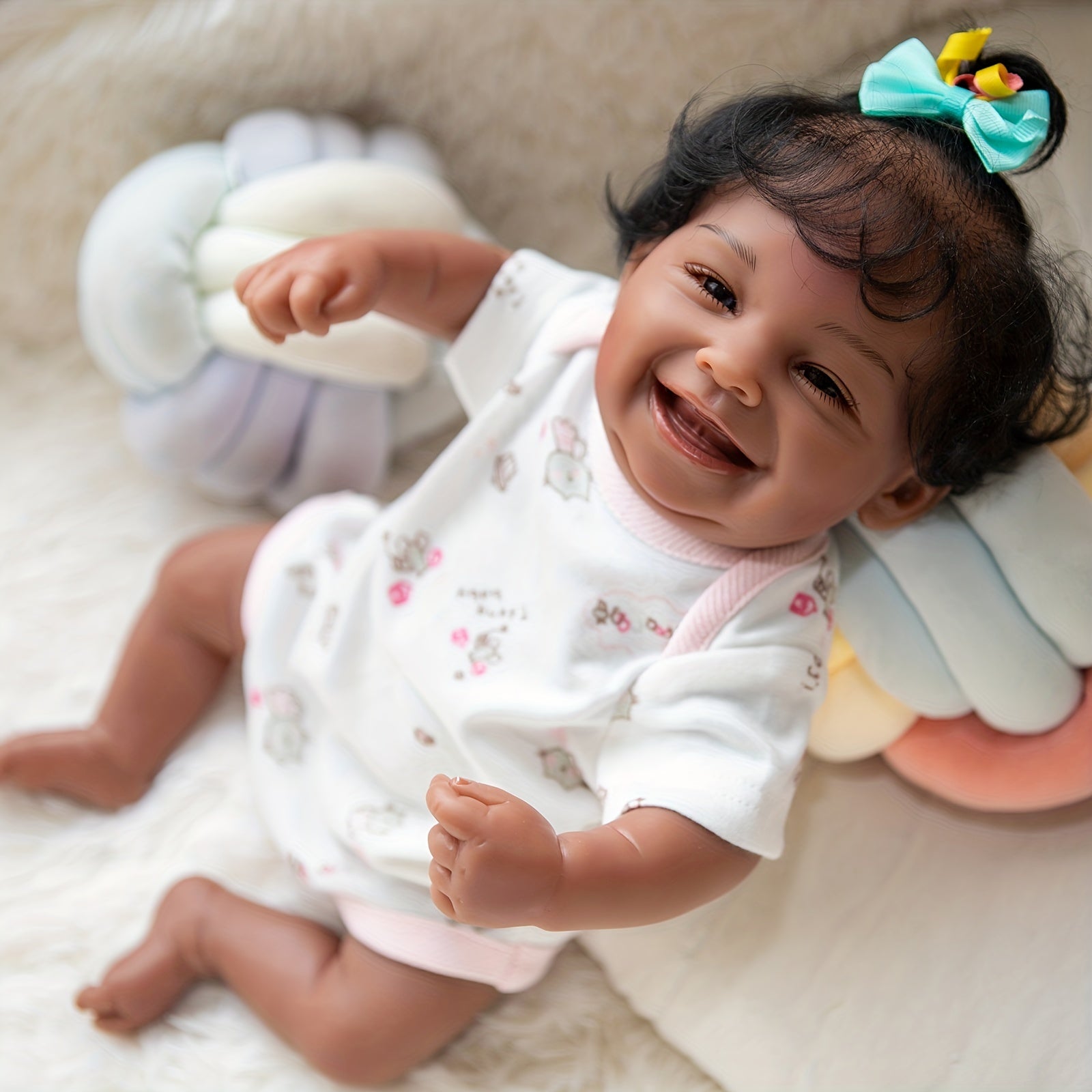 Adorable African American Baby Doll Soft Silicone Vinyl Waterproof Bath Toy