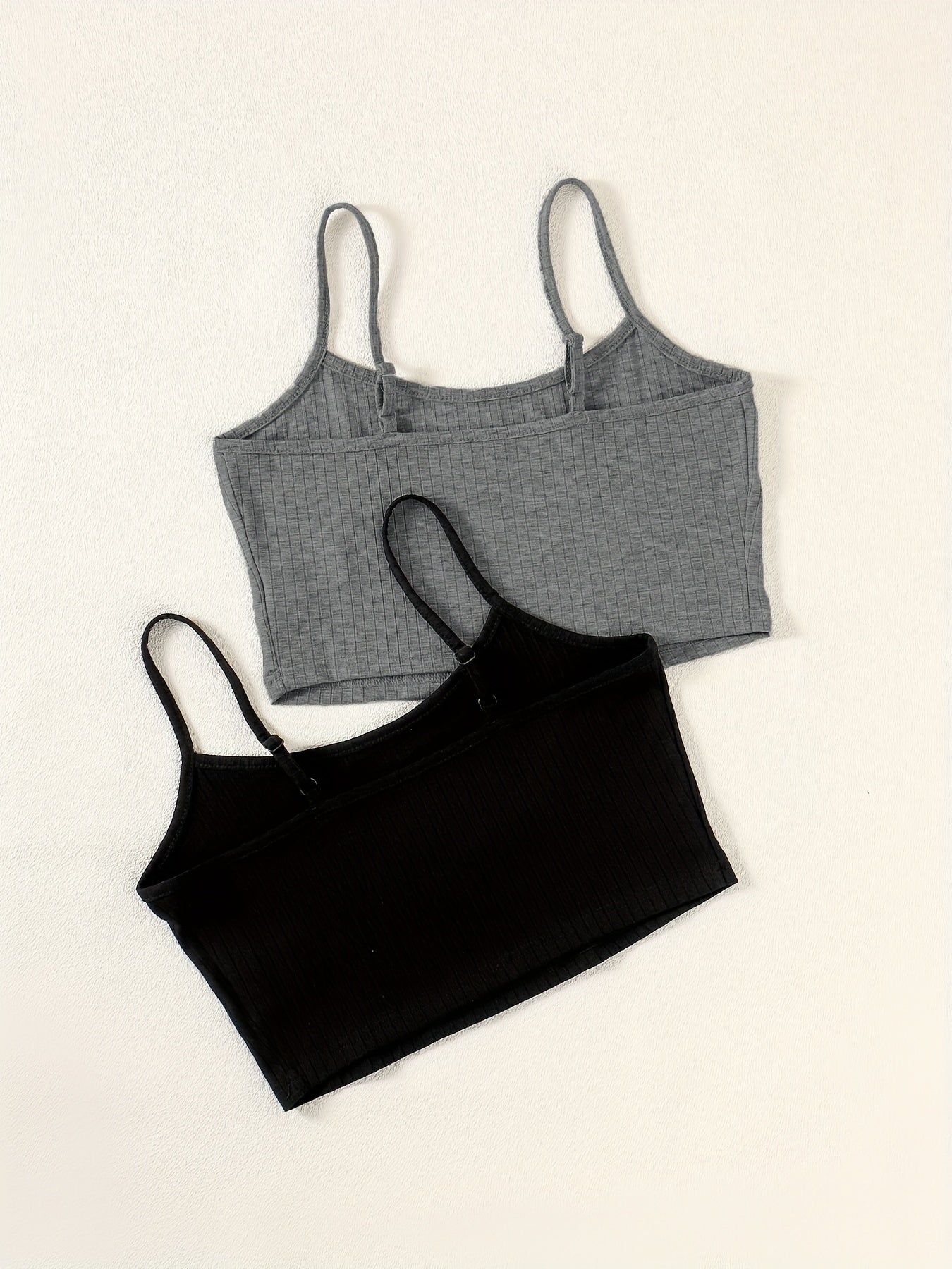 2 Ribbed Crop Cami Top Spaghetti Strap Summer Women's Clothing