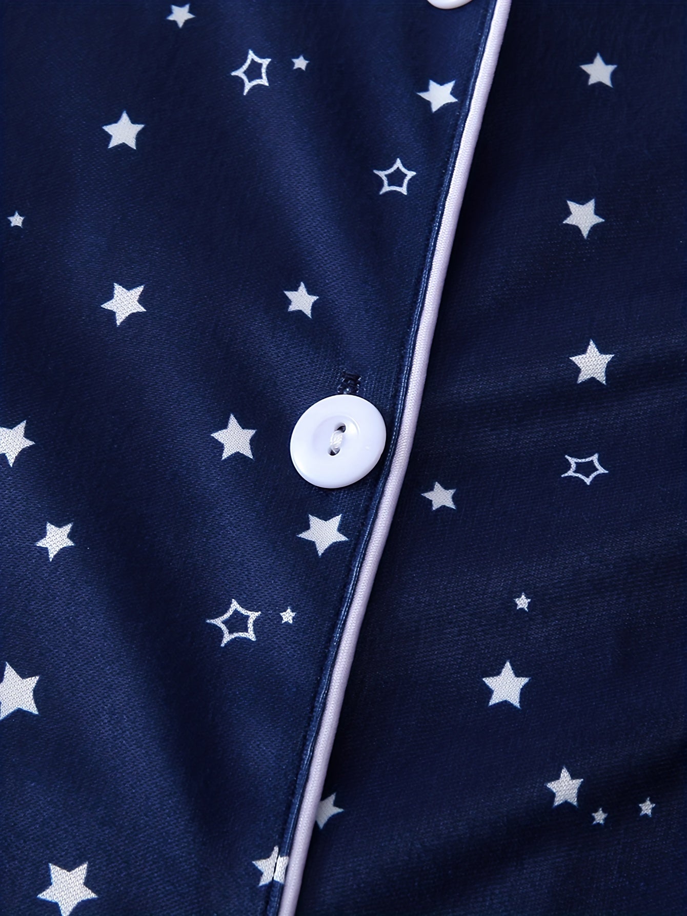 Star Print Pajama Set Short Sleeve Lapel Top & Elastic Waistband Shorts