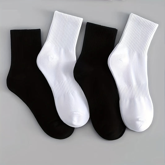 Men's Solid Breathable Sports Crew Socks - Daily Wear