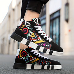 Men's Graffiti Canvas Skate Shoes Casual Breathable Lace Up