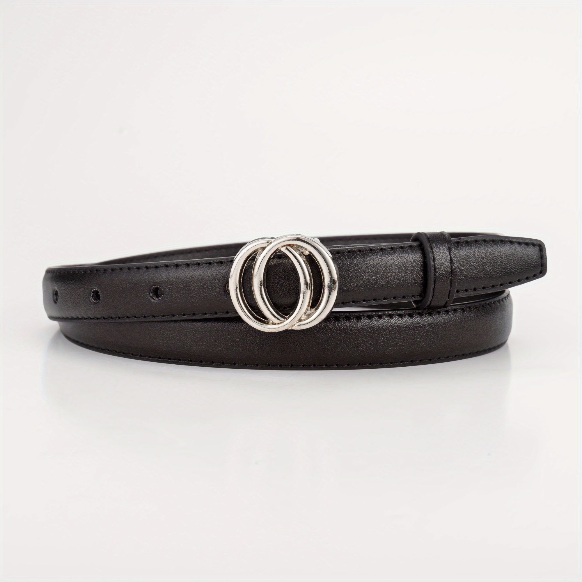 Smooth Double Connection Oval Buckle Head Leather Belt For Boys And Girls