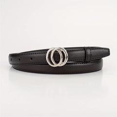 Smooth Double Connection Oval Buckle Head Leather Belt For Boys And Girls