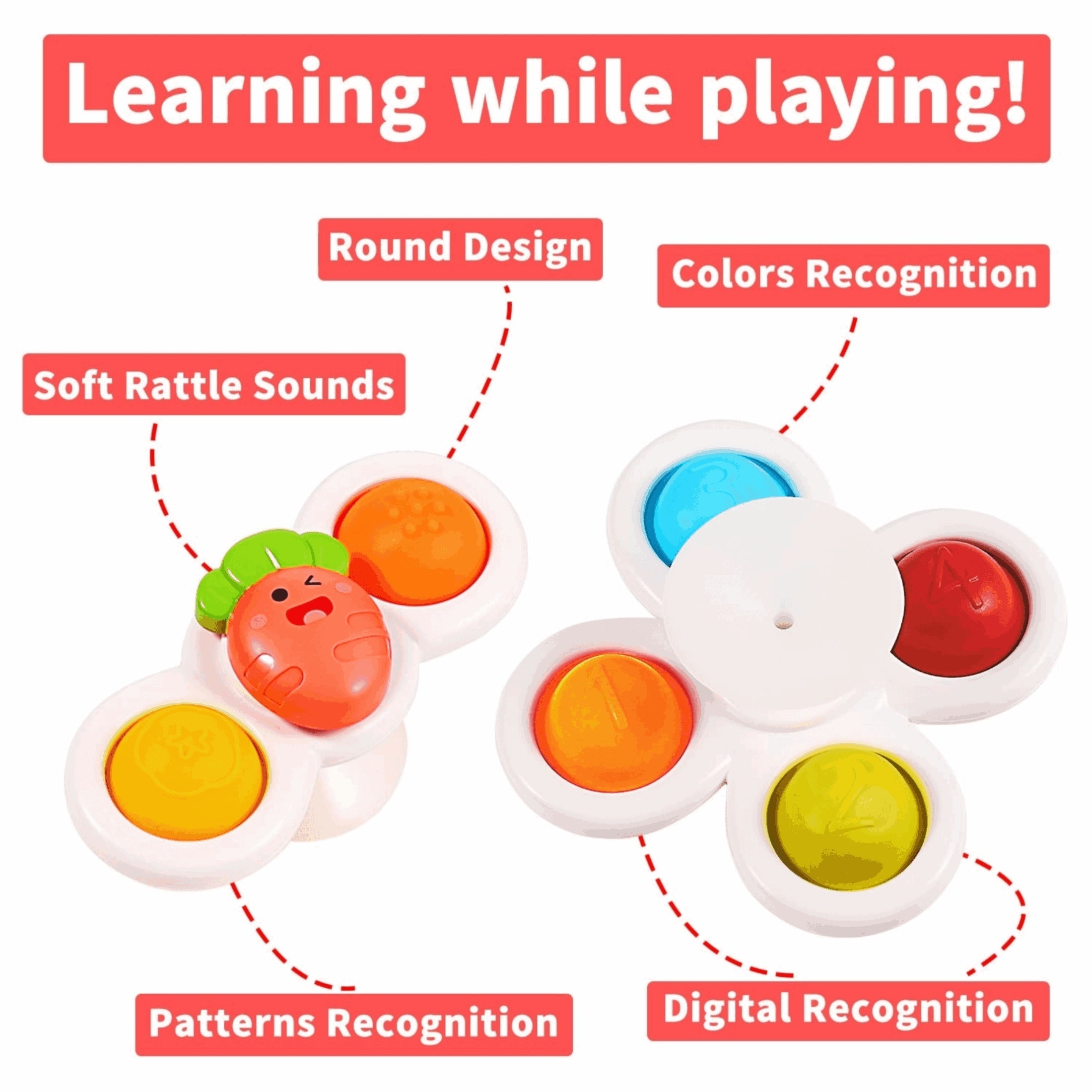 3Pcs Suction Cup Spinner Toys Kids Spinning Top Baby Sensory Bath Toys