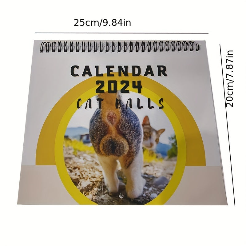 Funny Cat Ball Calendar - 12 Months Cat Butt and Fart Eye Calendar