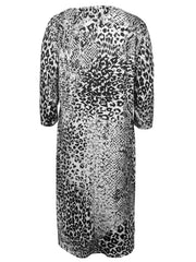 Leopard Print Three Quarter Sleeve Maxi Dress