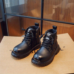 Boys Lace Up Zipper Boots Non Slip Comfortable