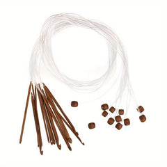 12pcs Tunisian Crochet Hooks Set 3-10mm Bamboo Knitting Needle