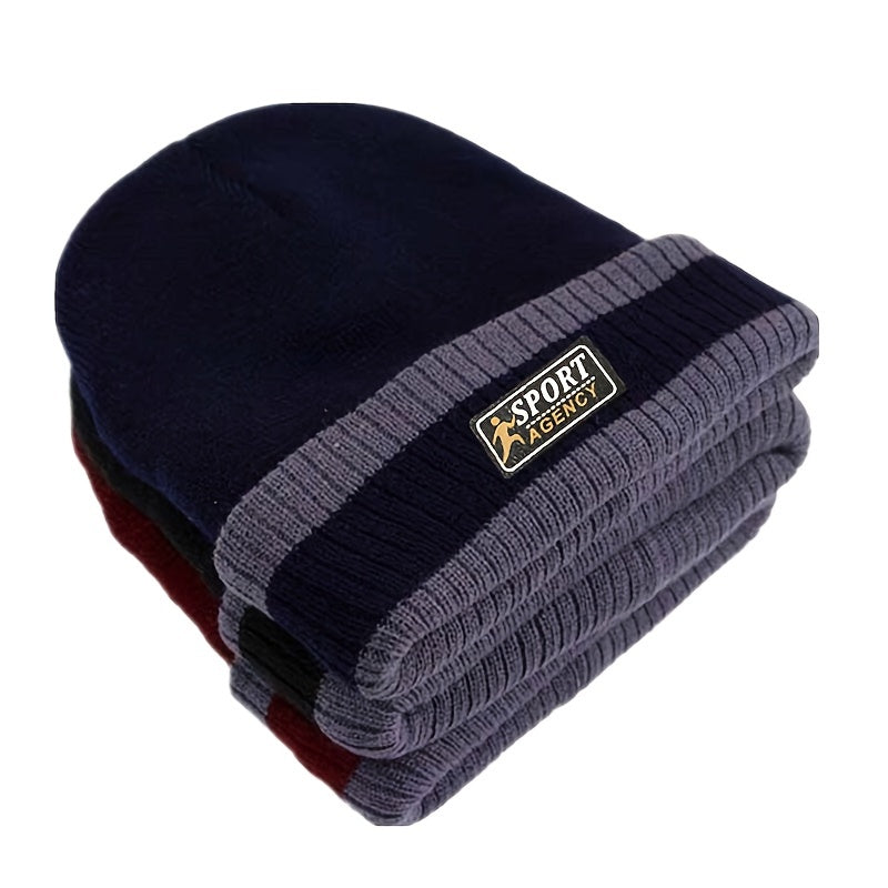 Men's Knitted Hat Plus Velvet Thick Woolen Hat Outdoor Cold Hat