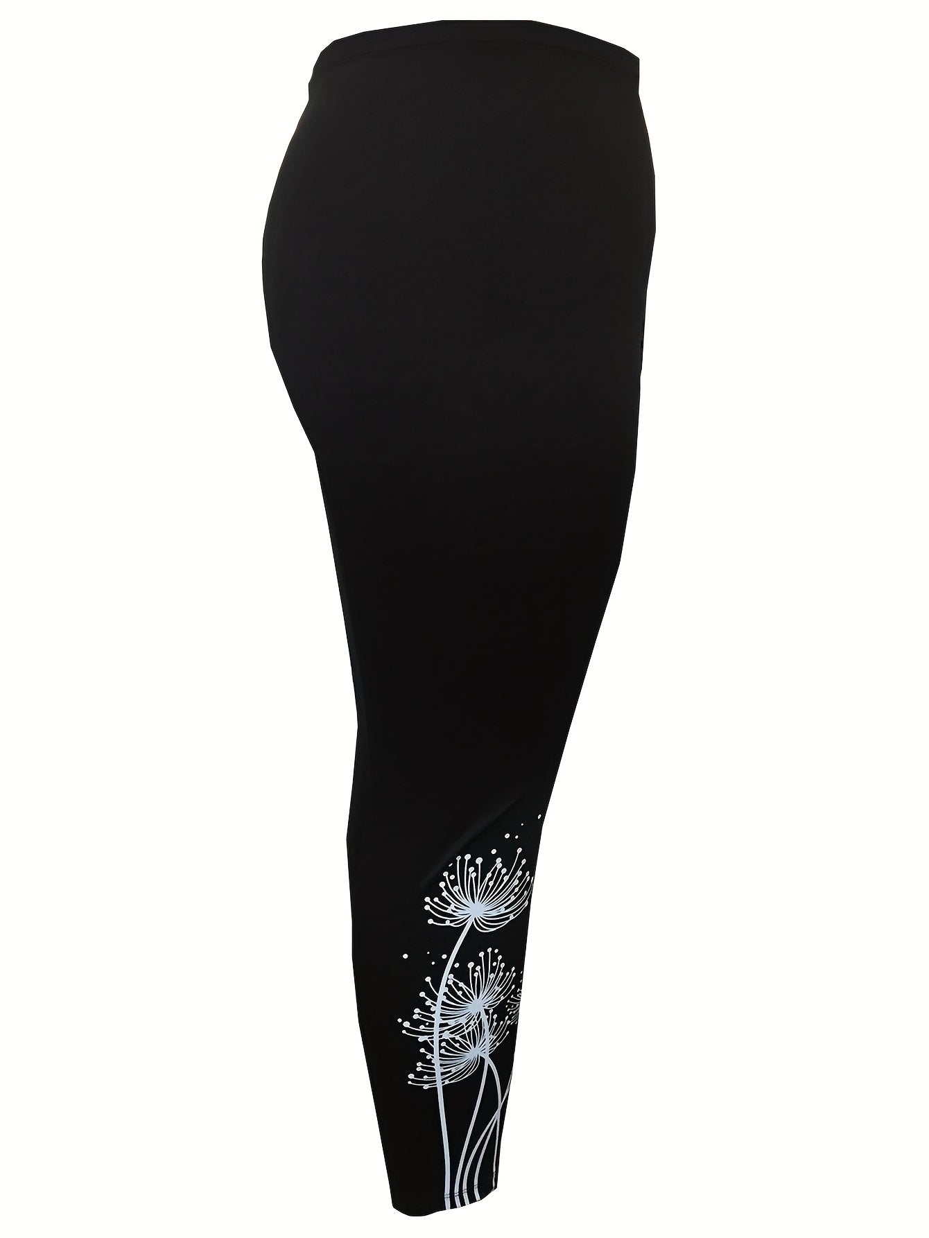 Sports Leggings Women's Plus Dandelion Print High Rise Medium Stretch