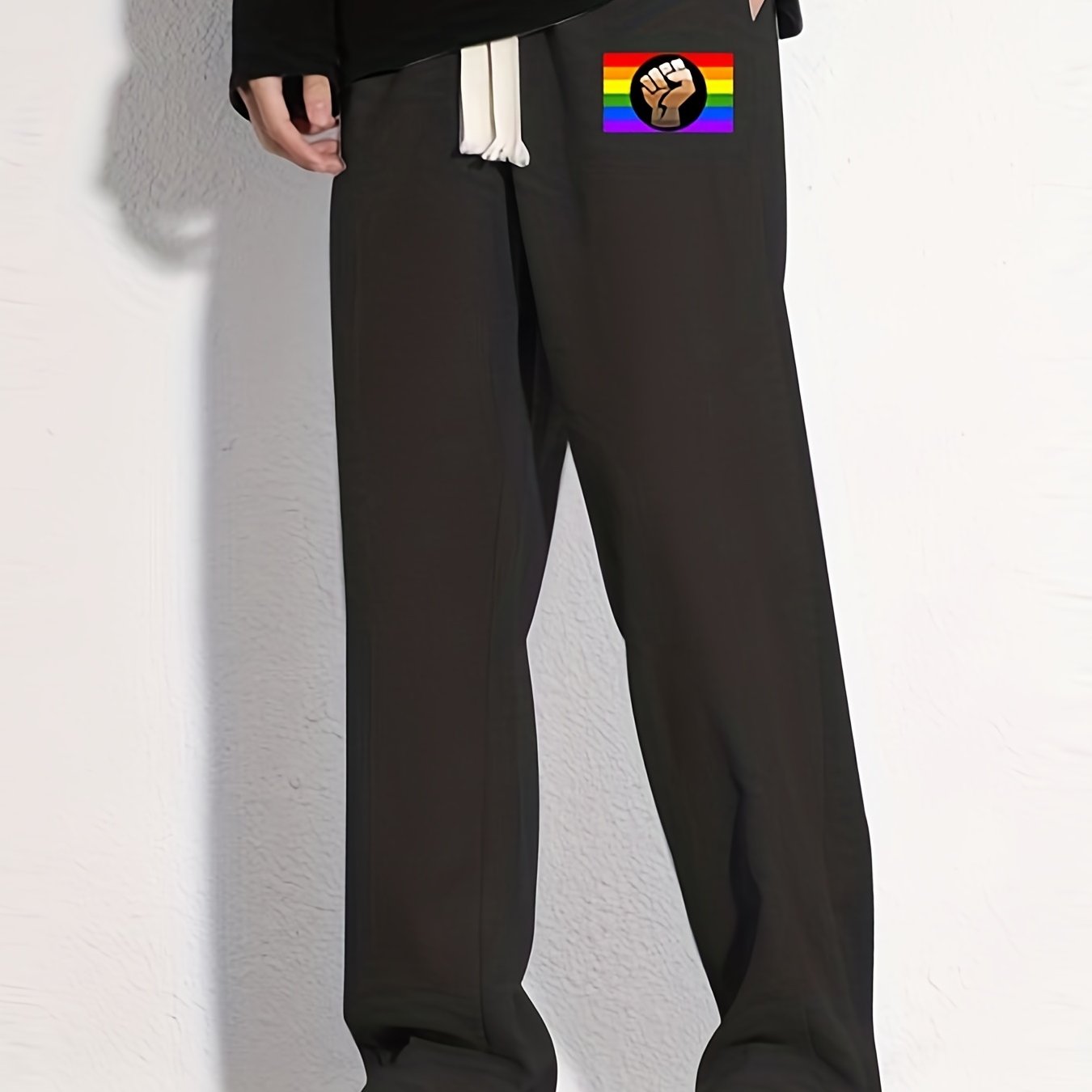 Rainbow Flag Pattern Joggers Men's Casual Loose Fit Pants