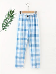 Plaid Sleep Bottoms Elastic Waistband Sleep Pants Women's Loungewear