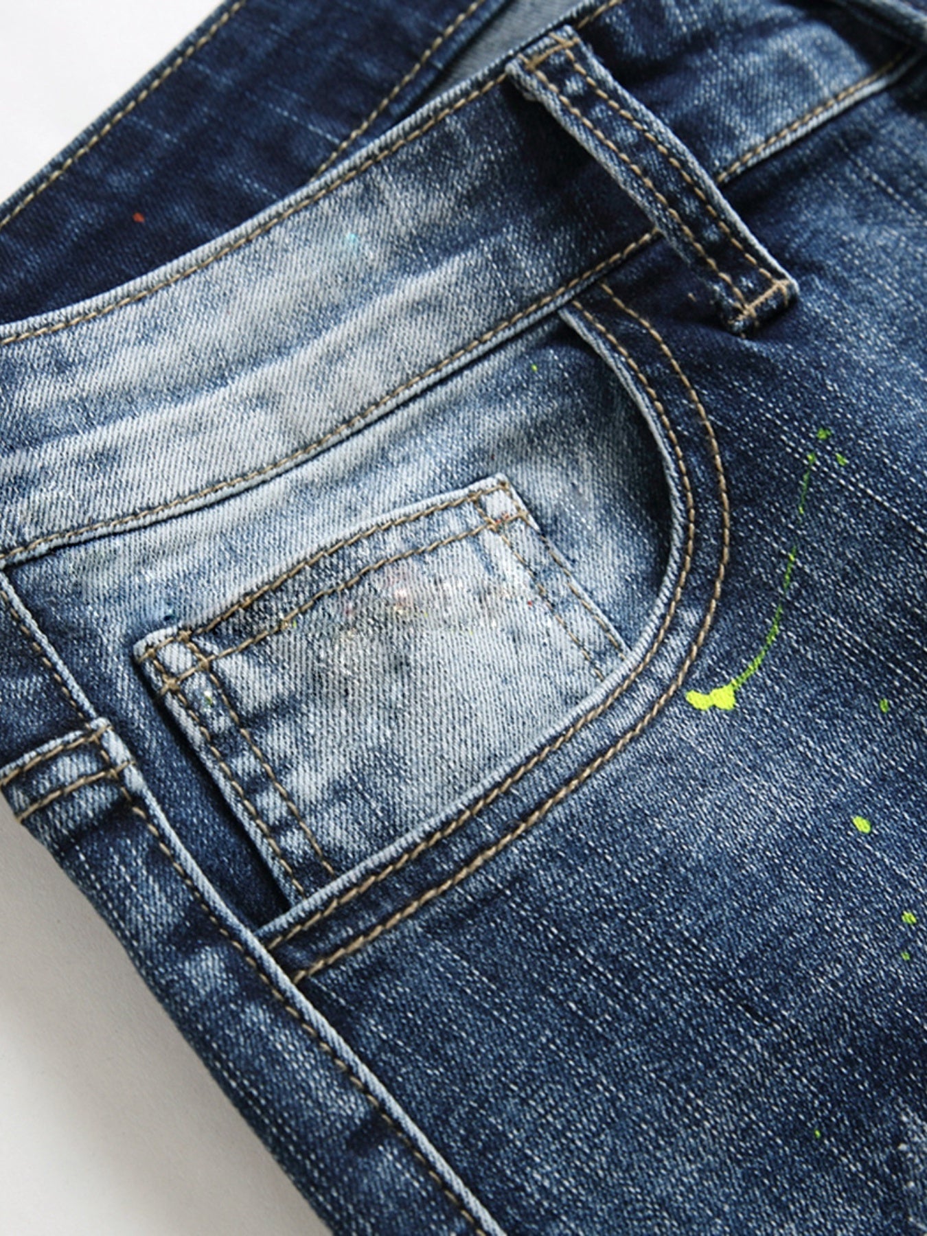 Men's Paint Splatter Slim Fit Jeans
