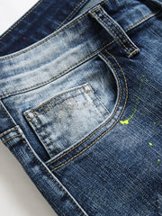 Men's Paint Splatter Slim Fit Jeans