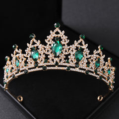 Green Crystal Crowns Rhinestone Bridal Wedding Hair Accessory