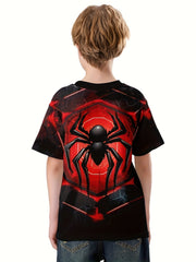 Spider 3D Print Tee Tops Boys Round Neck Short Sleeve T shirt