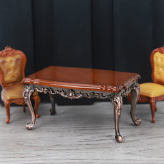 1:12 Dollhouse Furniture Retro Alloy Wooden Large Table Tea Table