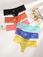 6pcs Women's Lace Thongs Soft & Comfy Panties Lingerie