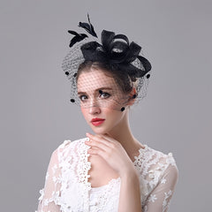 Women Vintage Hats 20s Fascinator Hat Feather Mesh Veil Fascinator Hat Feathers