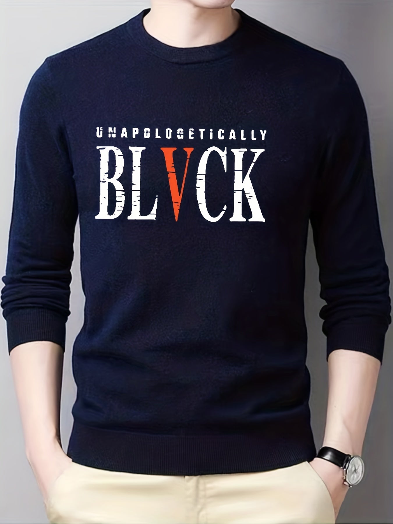 Men's Casual Knitted Sweater Warm Crew Neck Pullover