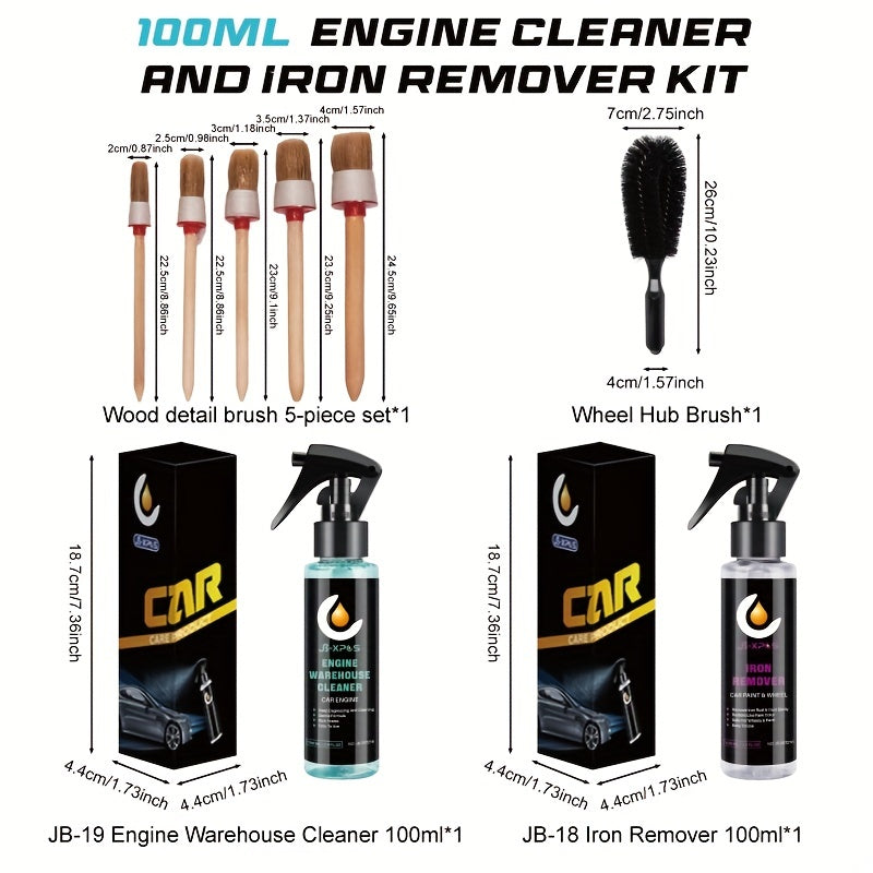 Car Engine Cleaner & Iron Remover Kit 50-200ml Dust Degreaser Protect Wheels