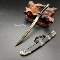 Mini Sword Shape Pendant Keychain Weapon Model with Sheath Toy Pendant