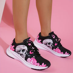 Skull & Rose Pattern High-Tech Sneakers