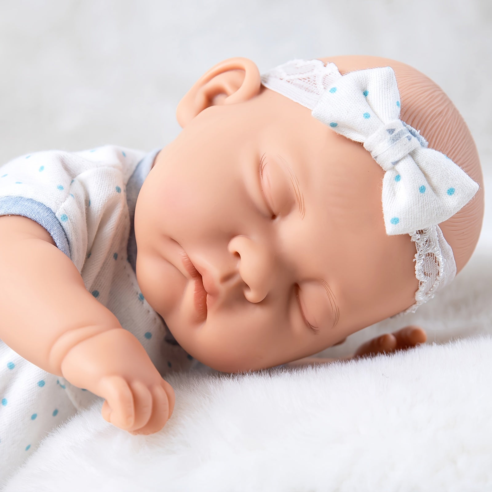 12 in Reborn Baby Doll w/ Pink Polka Dot Blanket Soft Toy for Kids Girls Boys