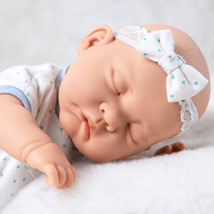 12 in Reborn Baby Doll w/ Pink Polka Dot Blanket Soft Toy for Kids Girls Boys