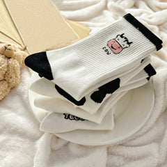 12 Pairs Cartoon Print Socks Women's Mid Tube Stockings
