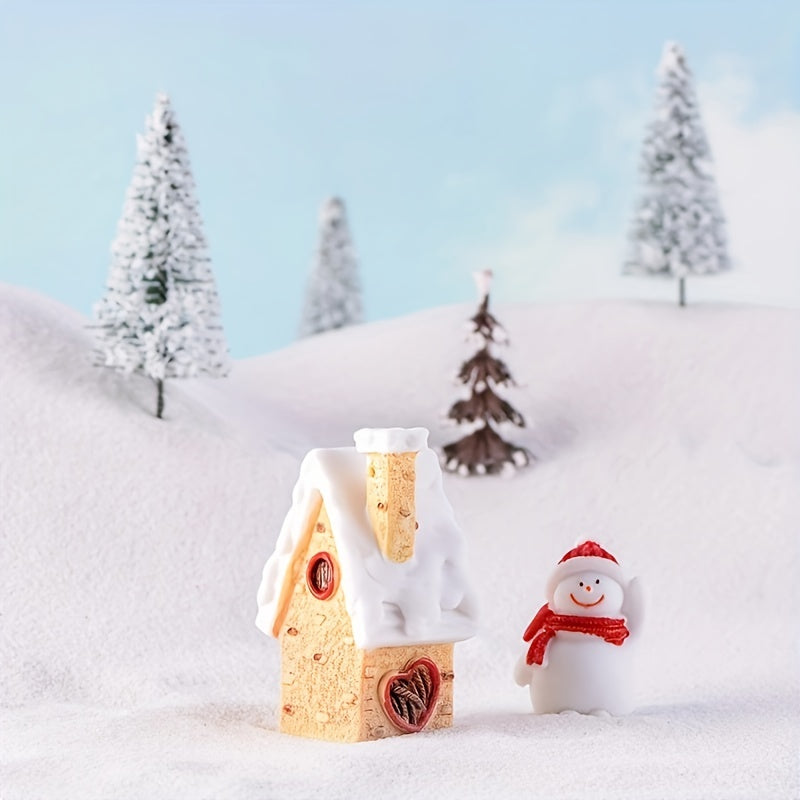 4pcs Mini Christmas Snow House Ornaments Micro Landscape Party Decoration