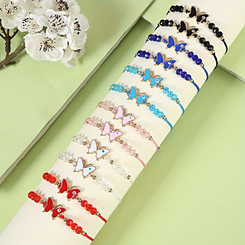 12pcs Girls Teen Evil Eye Adjustable Bracelet Jewelry for Gift Party