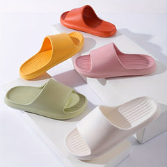 Women's Lightweight Solid Slides Open Toe Slip On Shoes