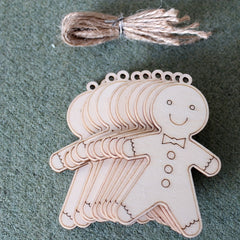 10pcs Wooden Christmas Decorations Boy DIY Natural Wood Chips
