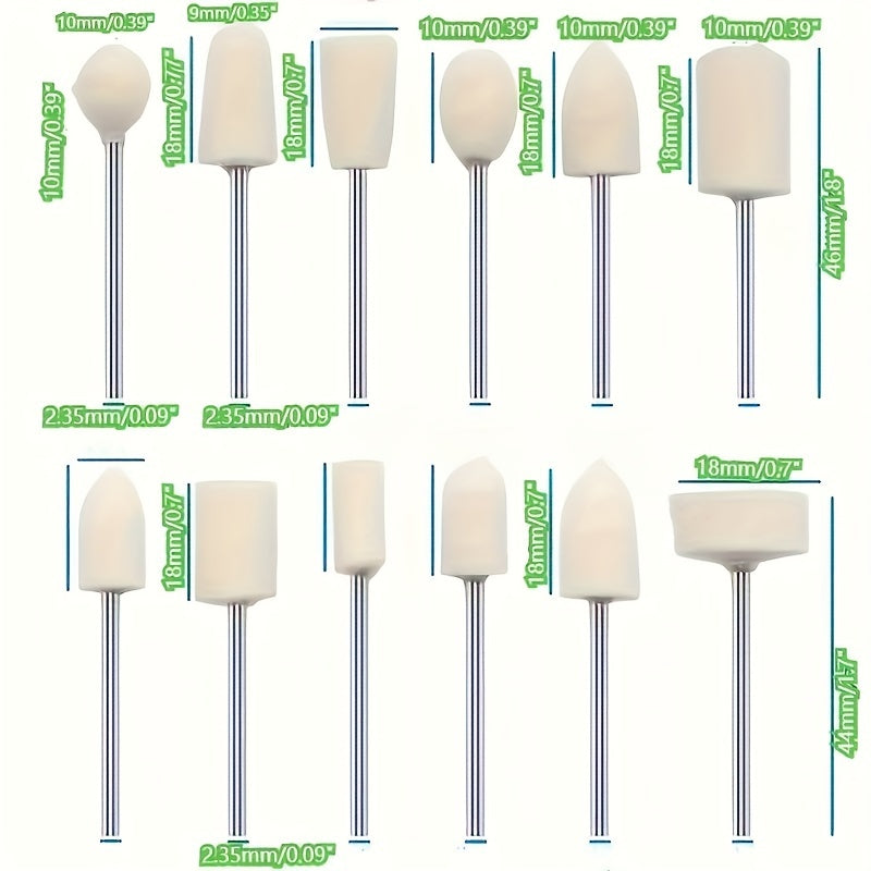 12pcs Polishing Buffing Wheels Wool Felt Mandrel Mounted Grinding Polishing Kit