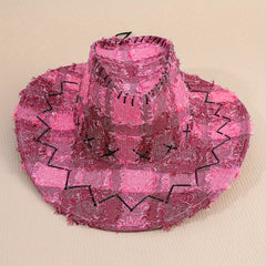 Plaid Cowboy Hat Rose Vintage Fedora Cap