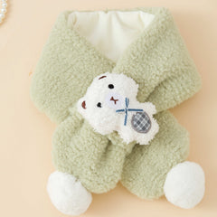Girls Plush Bear Neck Scarf for Winter Christmas