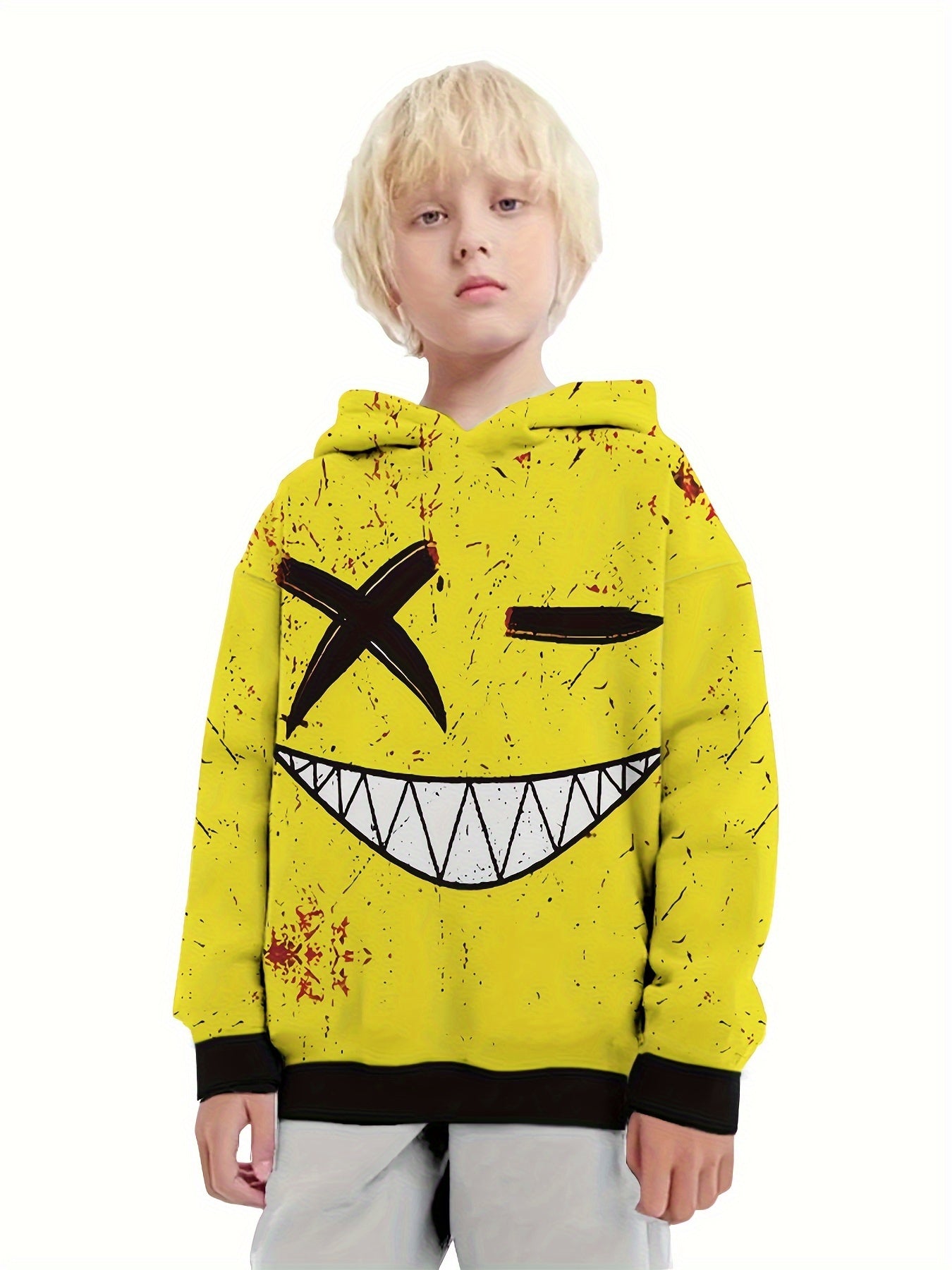 Smile Graphic Hoodies Boys Girls Comfy Long Sleeve Hooded Sweatshirt