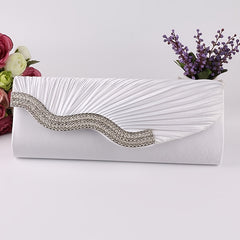 Ruched Rhinestone Evening Bag Clutch Banquet Wedding Dinner Bag