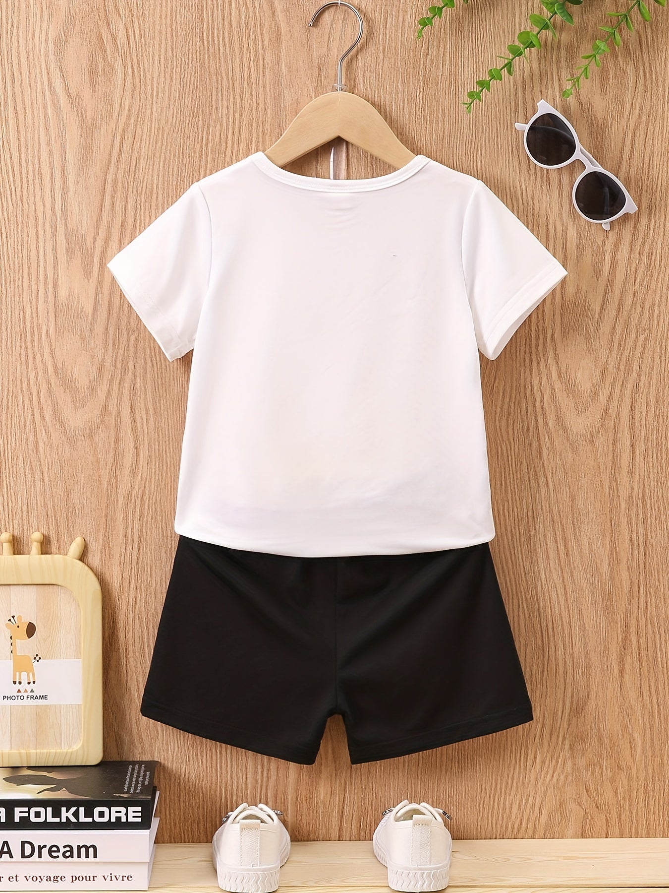 Boys Lion Head Print T-Shirt & Shorts Set Summer Clothes