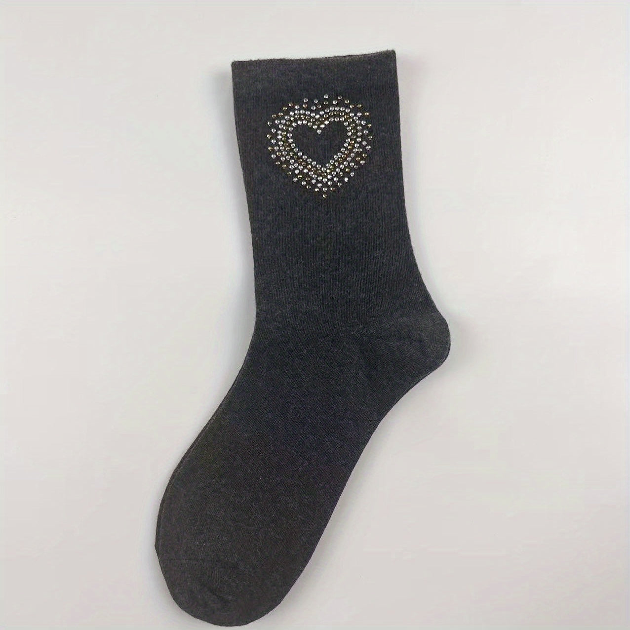 Heart Rhinestone Mid Tube Socks Women's Stockings