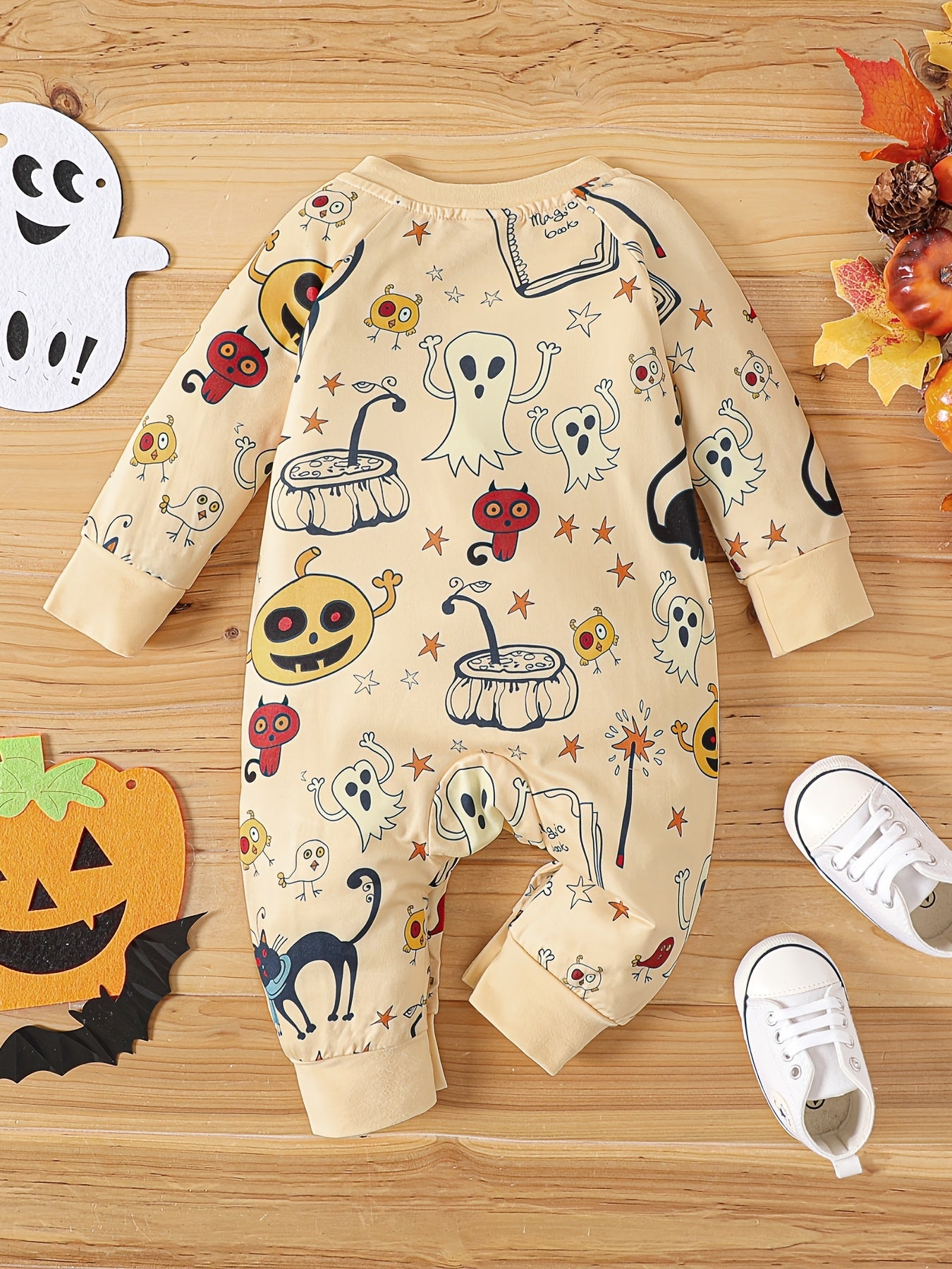 Infant Halloween Cartoon Print Long-sleeved Jumpsuit